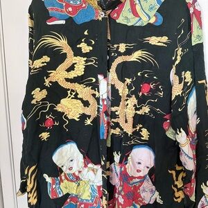 Citron Black and Red Graphic Oversized Blouse